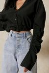 MissPap Ruched Arm Oversized Cropped Shirt thumbnail 2