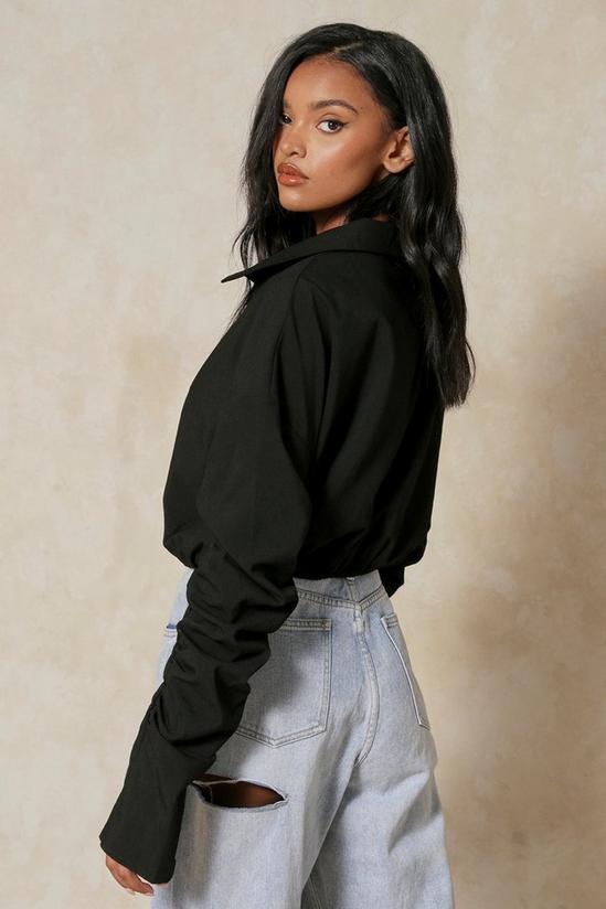 MissPap Ruched Arm Oversized Cropped Shirt 3