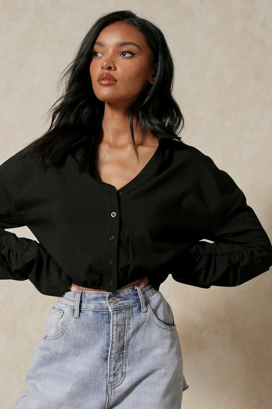 MissPap Ruched Arm Oversized Cropped Shirt 5