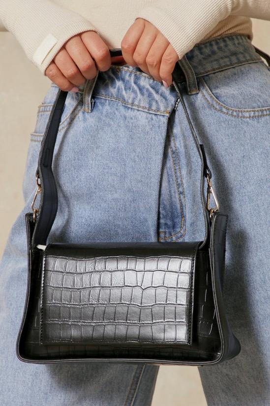 MissPap Croc Leather Look Structured Shoulder Bag 1