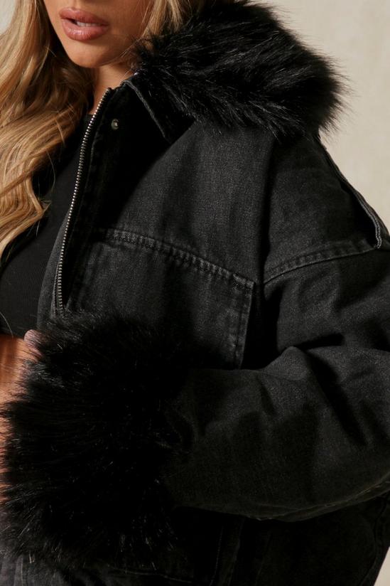 MissPap Removeable Lining Fur Trim Denim Jacket 2