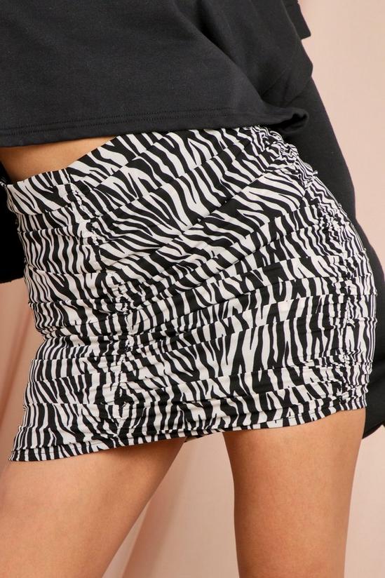 MissPap Zebra Print Ruched Mini Skirt 2