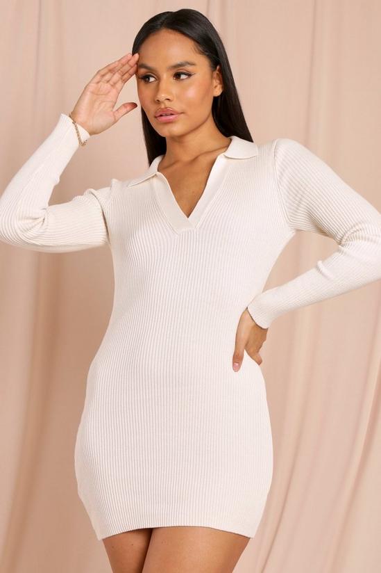 MissPap Tia Knitted Collared Long Sleeve  Mini Dress 1