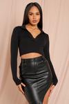 MissPap Tia Knitted Collared Long Sleeve Crop Top thumbnail 1
