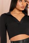 MissPap Tia Knitted Collared Long Sleeve Crop Top thumbnail 2