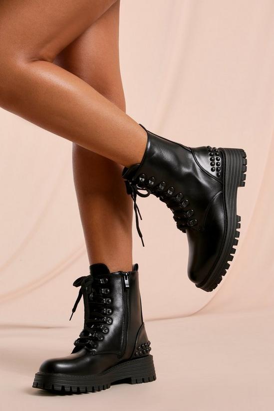 MissPap Chunky Sole Studded Lace Up Boot 1
