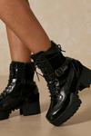 MissPap Snake Detail Chunky Sole Lace Up Boot thumbnail 3