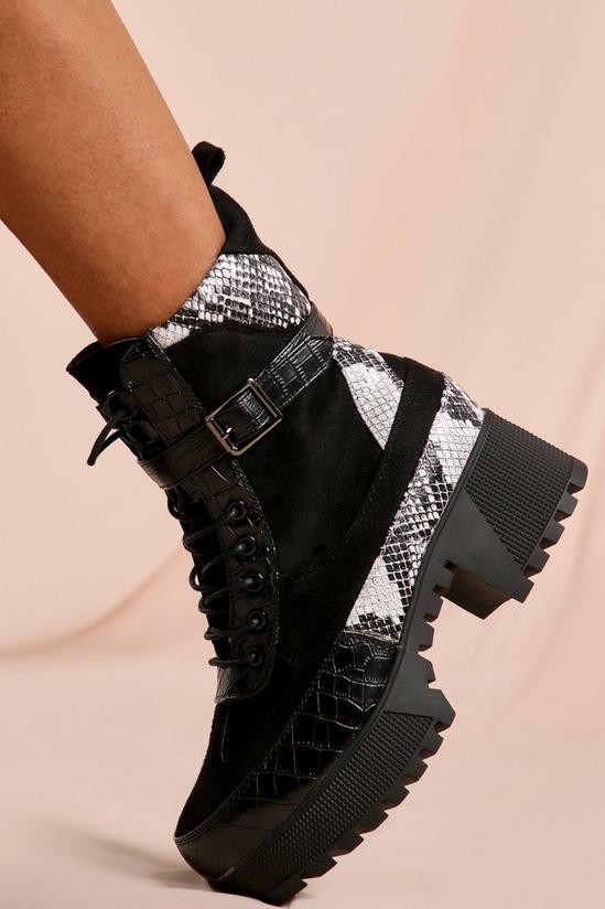 MissPap Snake Detail Chunky Sole Lace Up Boot 2