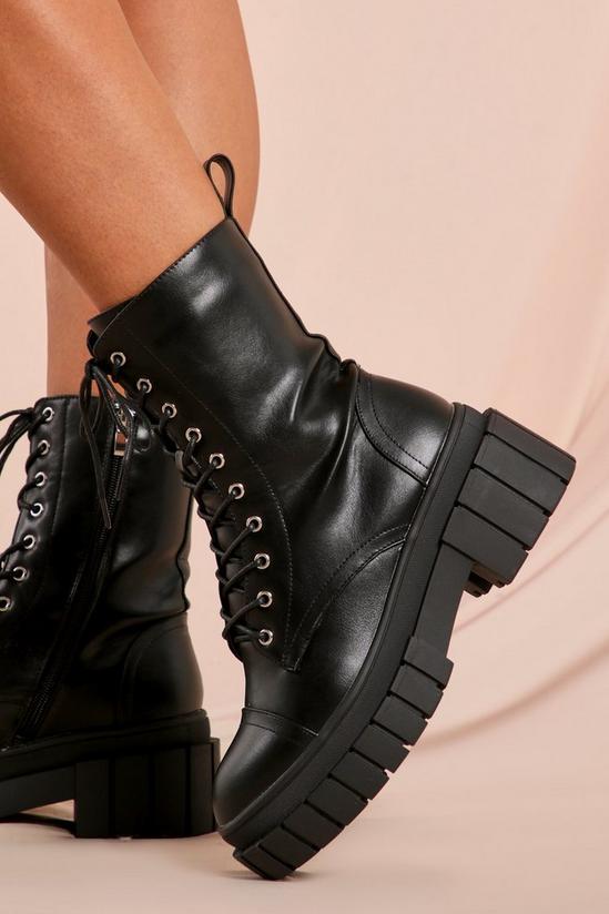 MissPap Chunky Lace Up Scuba Detail Ankle Boots 2