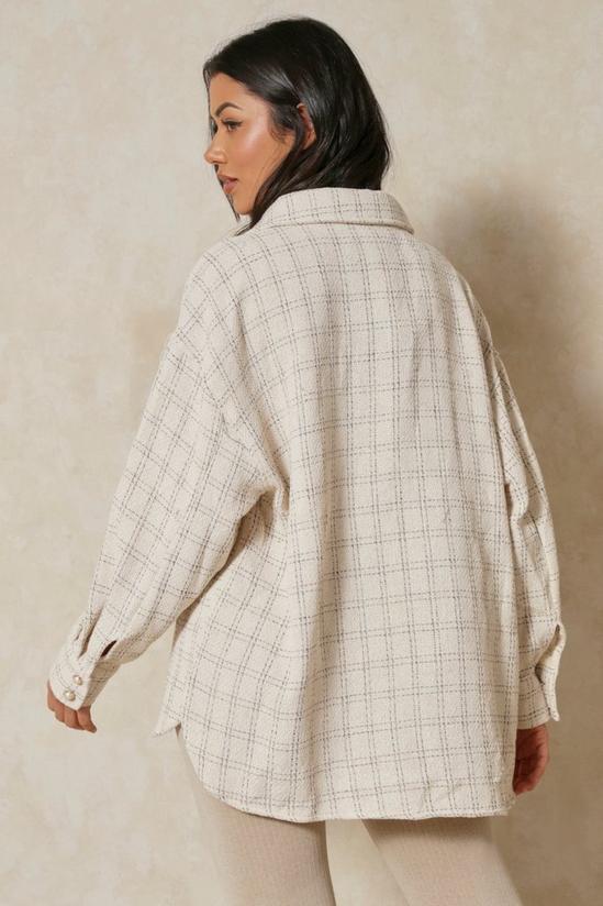 MissPap Tweed Check Oversized Shacket With Pearl Buttons 3
