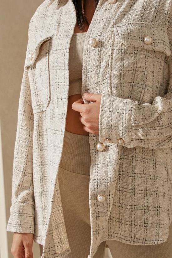 MissPap Tweed Check Oversized Shacket With Pearl Buttons 5