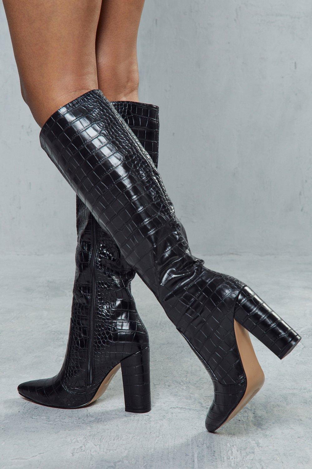 Heeled croc sale boots