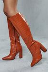 MissPap Croc Knee High Heeled Boots thumbnail 1