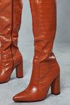 MissPap Croc Knee High Heeled Boots thumbnail 3
