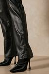 MissPap Straight Leg Popper Detail Leather Look Trouser thumbnail 2