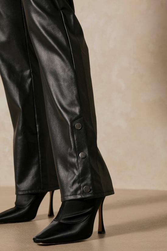MissPap Straight Leg Popper Detail Leather Look Trouser 2