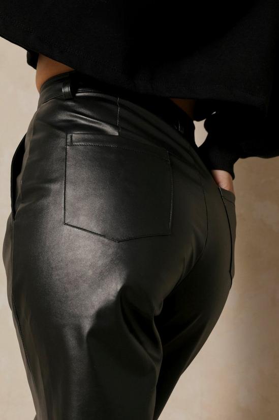 MissPap Straight Leg Popper Detail Leather Look Trouser 5