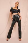 MissPap Leather Look Extreme Puff Sleeve Crop Top thumbnail 3