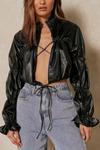 MissPap Leather Look Ruched Tie Front Blouse thumbnail 2
