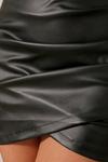 MissPap Leather Look Pleated Wrap Detail Mini Skirt thumbnail 5