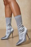 MissPap Satin Heeled Sock Ankle Boot thumbnail 1