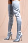 MissPap Satin Over The Knee Heeled Boot thumbnail 1
