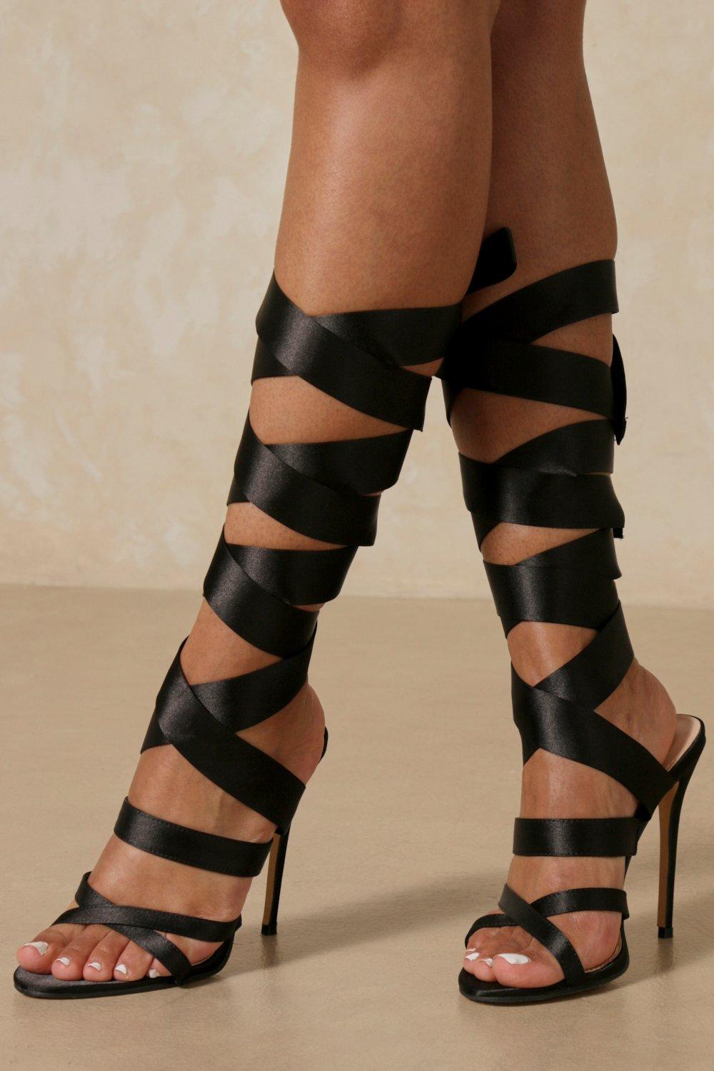 Wrap up sale heels black