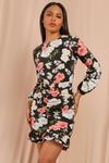 MissPap Floral Ruched Long Sleeve Mini Dresss thumbnail 1