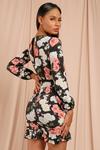 MissPap Floral Ruched Long Sleeve Mini Dresss thumbnail 2