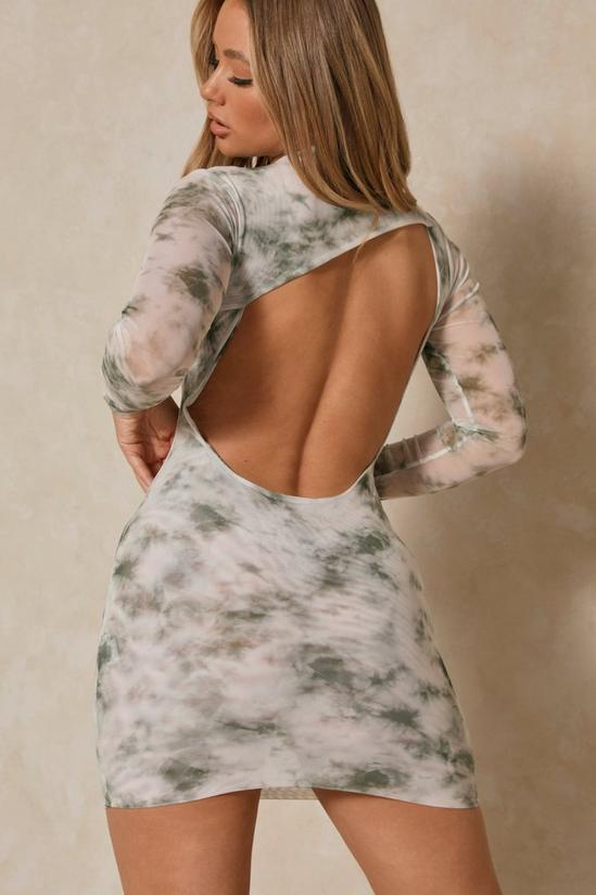 MissPap Marble Print Mesh Extreme Backless Mini Dress 4