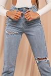 MissPap High Waisted Distressed Straight Leg Jeans thumbnail 4