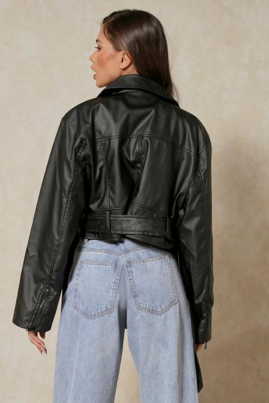 MissPap Misse Leather Look Oversized Biker Jacket 3