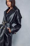 MissPap Longline Oversized Leather Look Trench Coat thumbnail 2