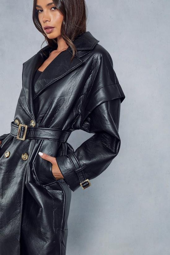 MissPap Longline Oversized Leather Look Trench Coat 2
