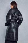MissPap Longline Oversized Leather Look Trench Coat thumbnail 3