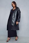 MissPap Longline Oversized Leather Look Trench Coat thumbnail 4