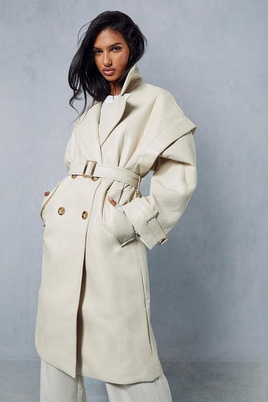 MissPap Longline Oversized Leather Look Trench Coat 1