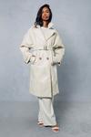 MissPap Longline Oversized Leather Look Trench Coat thumbnail 4