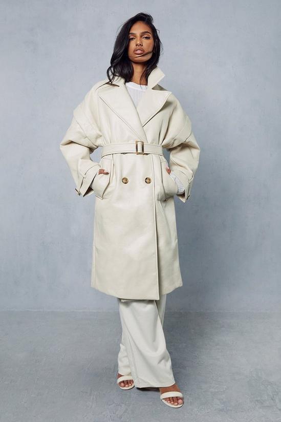 MissPap Longline Oversized Leather Look Trench Coat 4