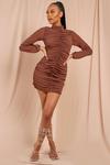MissPap Ruched Mesh Sleeve Mini Dress thumbnail 1