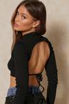 MissPap Ribbed High Neck Open Back Crop Top thumbnail 5