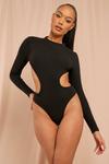 MissPap Ribbed Cut Out High Neck Thong Bodysuit thumbnail 4