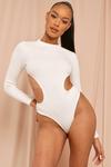 MissPap Ribbed Cut Out High Neck Thong Bodysuit thumbnail 2