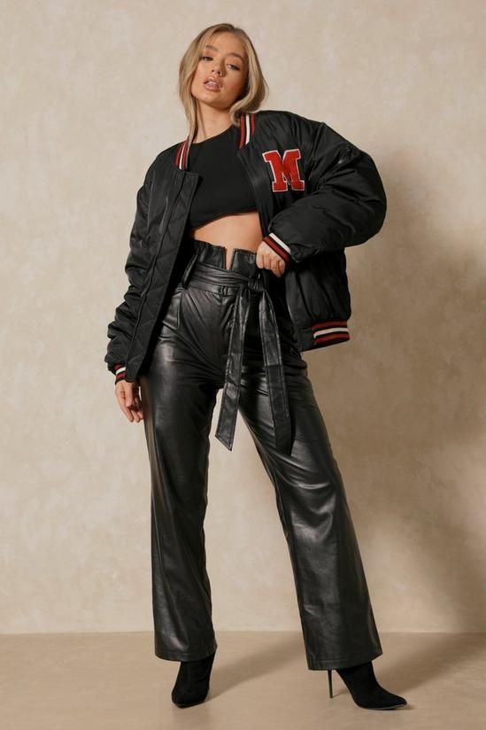MissPap Leather Look V Dip Front Belted Trousers 1