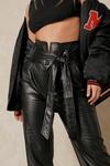 MissPap Leather Look V Dip Front Belted Trousers thumbnail 2