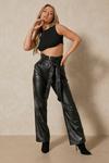 MissPap Leather Look V Dip Front Belted Trousers thumbnail 3