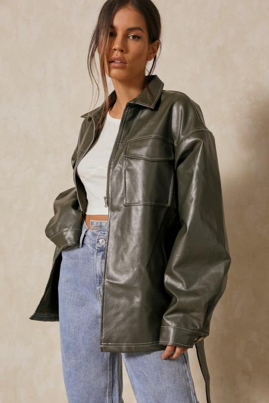 MissPap Double Pocket Detail Leather Look Jacket 1