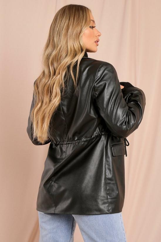 MissPap Draw String Detail Soft Leather Look Blazer 4