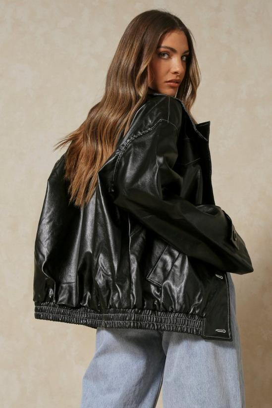 MissPap Tia Oversized Contrast Stitch Leather Look Jacket 3