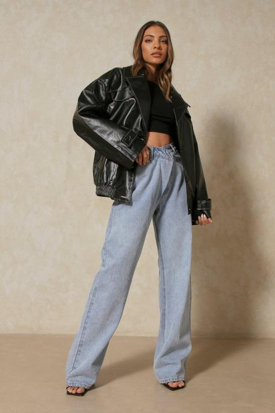MissPap Tia Oversized Contrast Stitch Leather Look Jacket 4